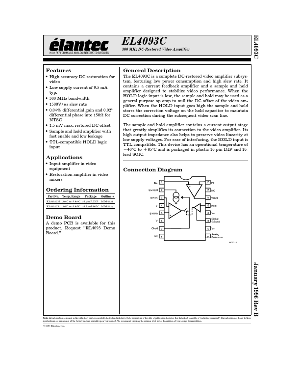 EL4093C Elantec Semiconductor