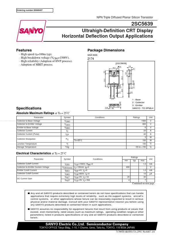 2SC5639 Sanyo Semicon Device