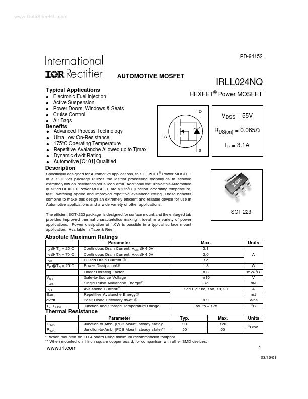 IRLL024NQ International Rectifier
