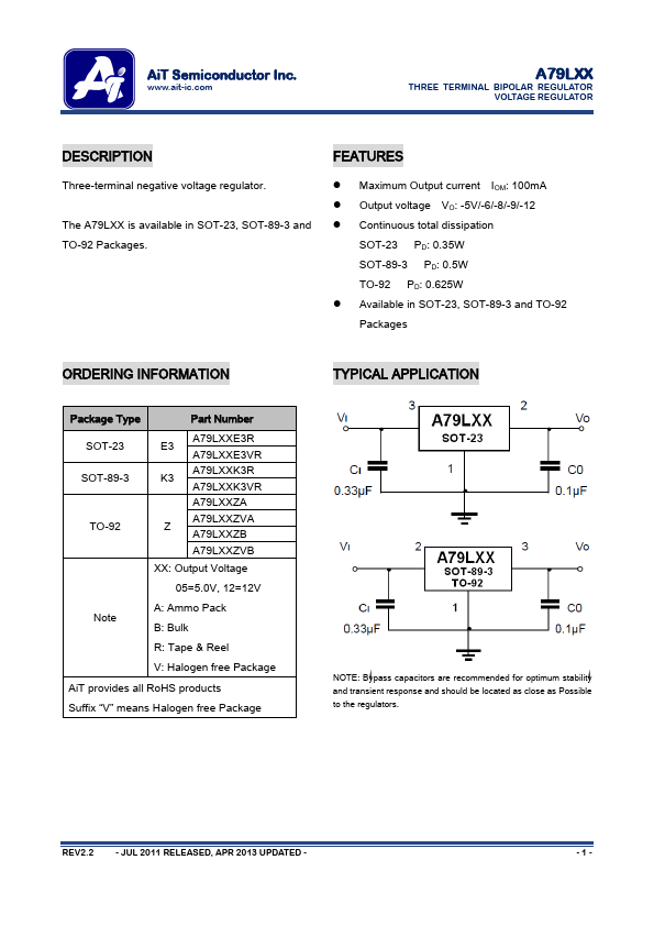 A79L09 AiT Semiconductor