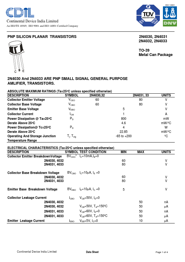 2N4031 CDIL