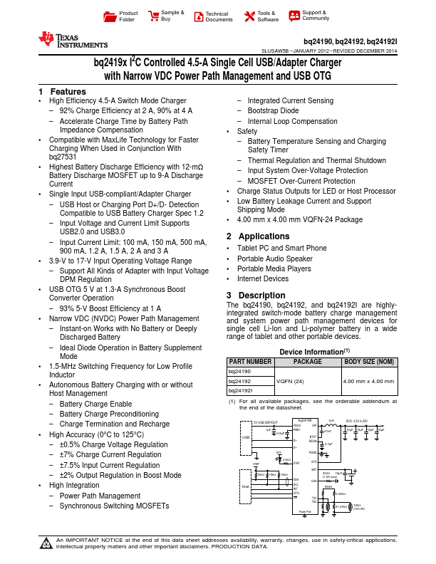 <?=BQ24192?> डेटा पत्रक पीडीएफ