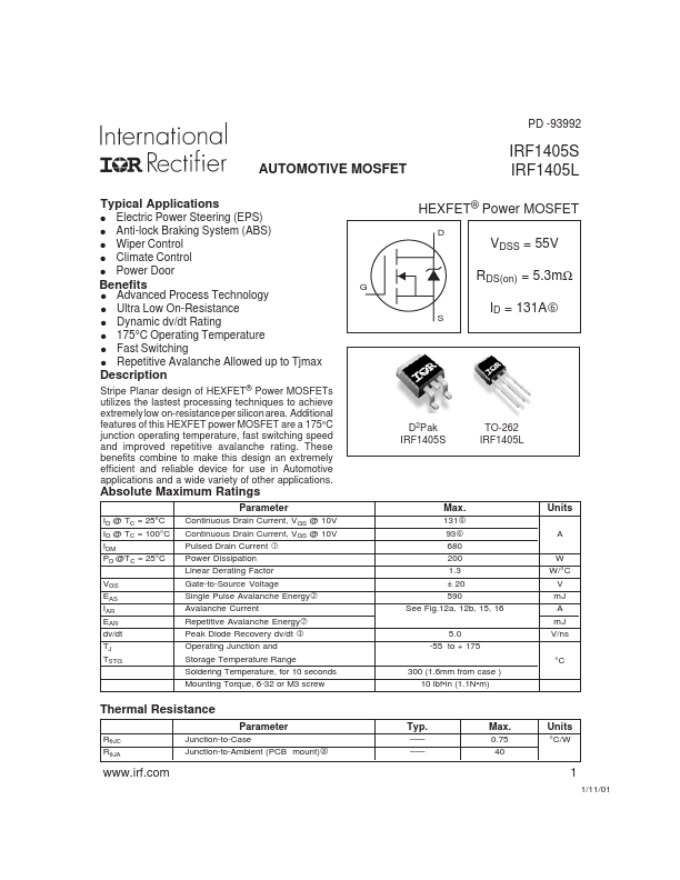 IRF1405L International Rectifier