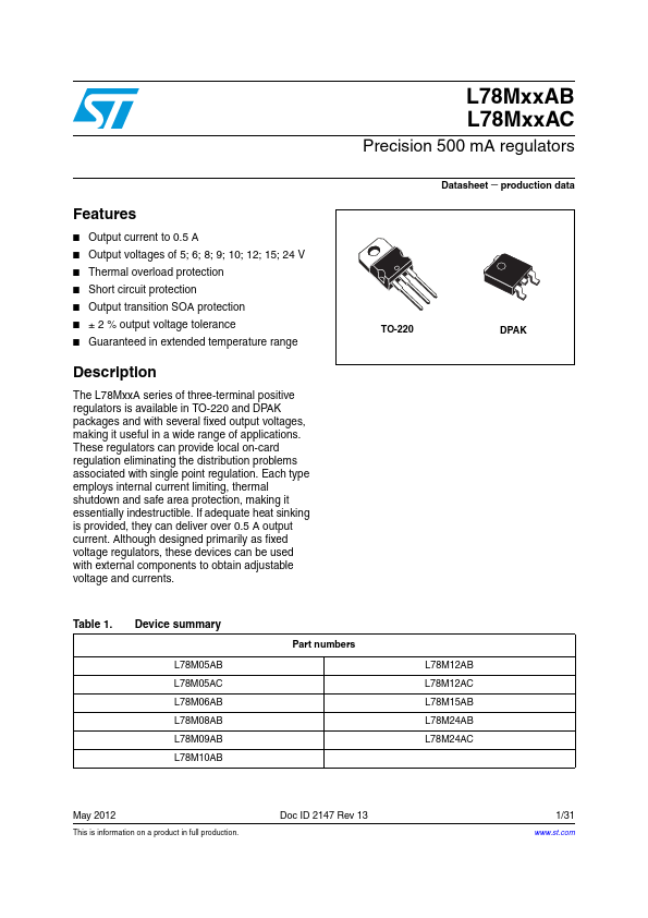 L78M08AB STMicroelectronics