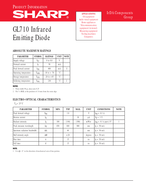GL710 Sharp Electrionic Components