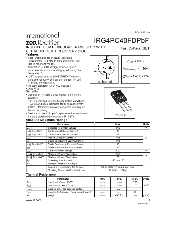 IRG4PC40FDPBF International Rectifier