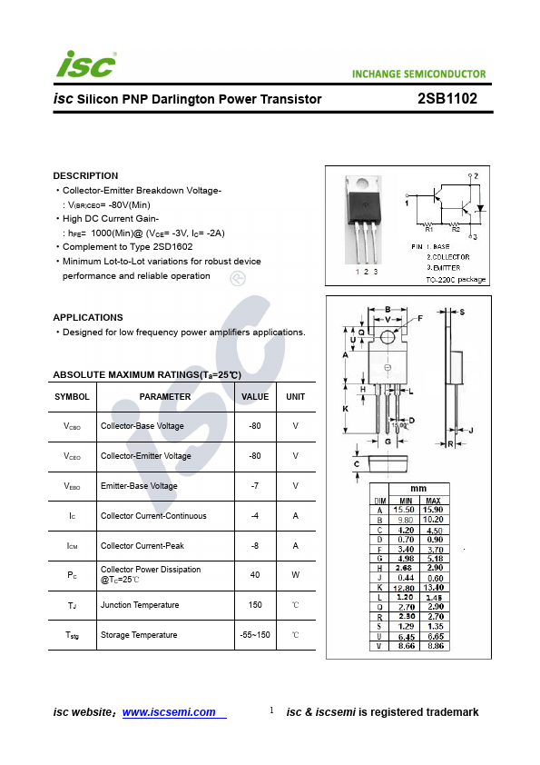 2SB1102 INCHANGE