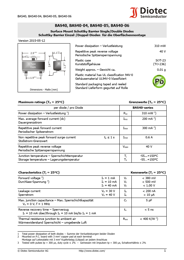 BAS40-04 Diotec Semiconductor