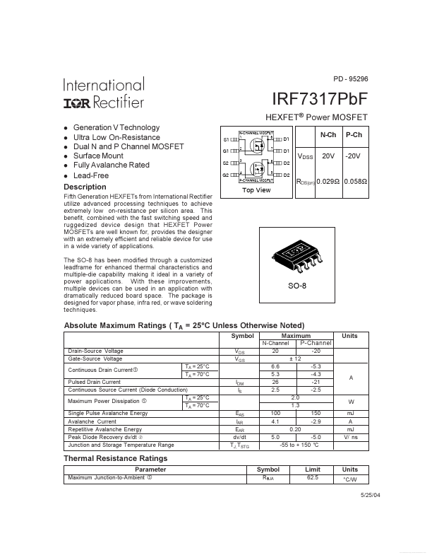 IRF7317PBF International Rectifier