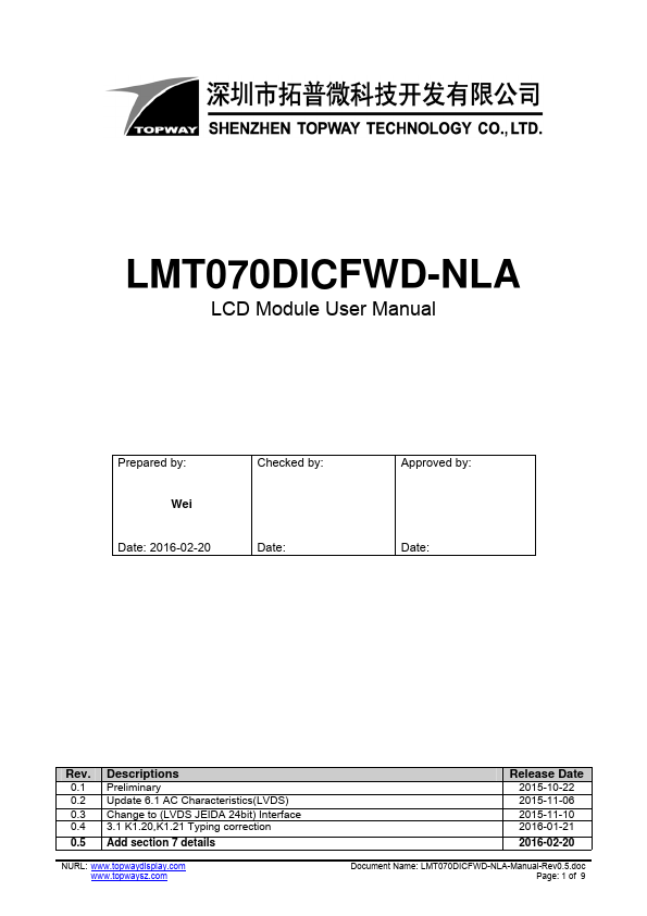 <?=LMT070DICFWD-NLA?> डेटा पत्रक पीडीएफ