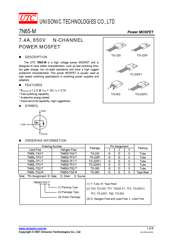 7N65-M Unisonic Technologies