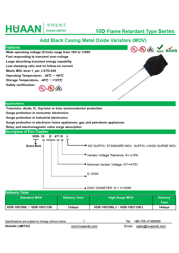 <?=VDR-10D911K?> डेटा पत्रक पीडीएफ