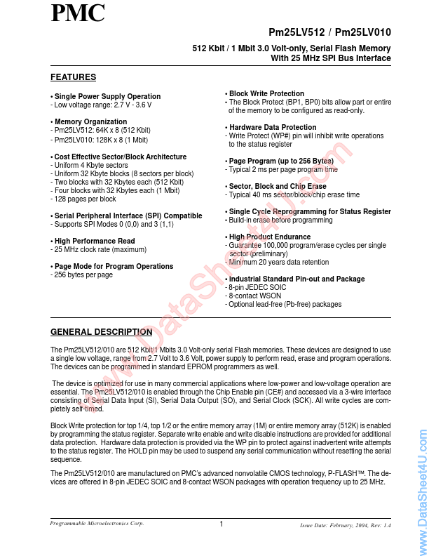 PM25LV010 Programmable Microelectronics