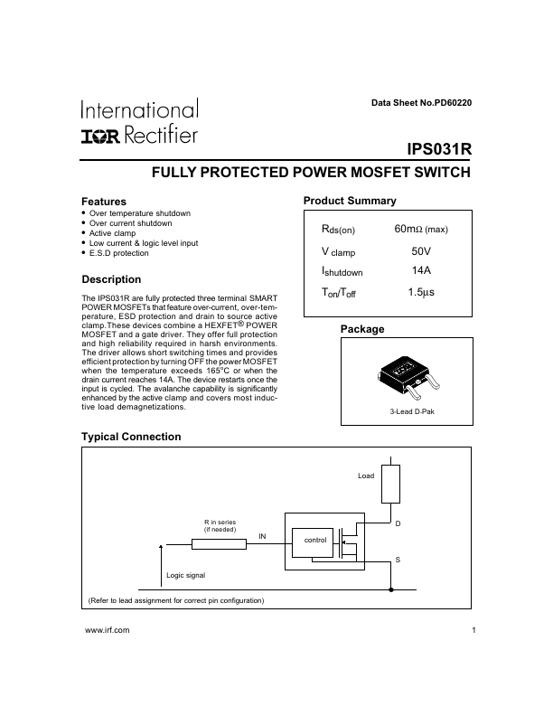 <?=IPS031R?> डेटा पत्रक पीडीएफ