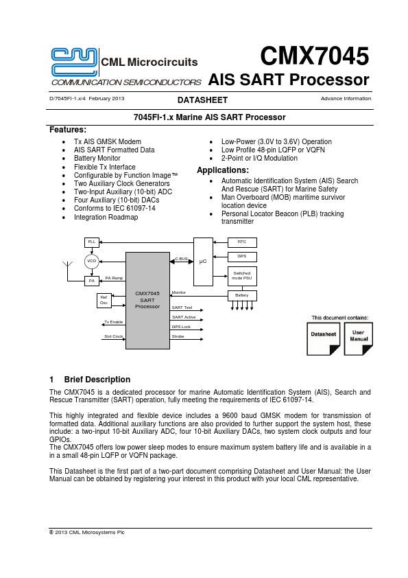 CMX7045 Consumer Microcircuits Limited