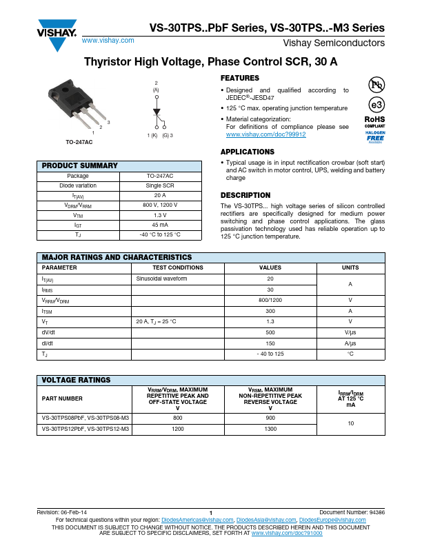 <?=VS-30TPS12PbF?> डेटा पत्रक पीडीएफ