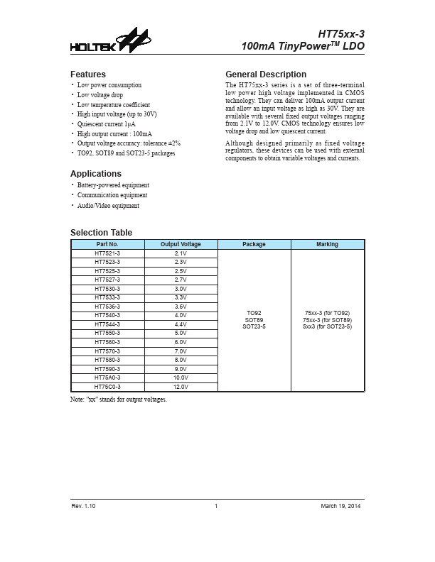 HT7523-3 Holtek Semiconductor