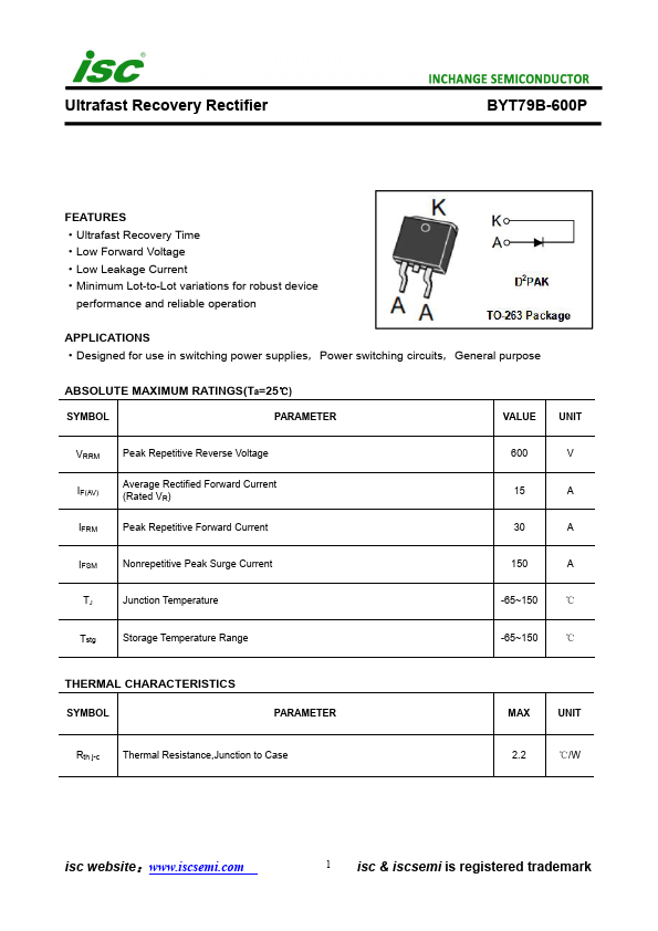 BYT79B-600P Inchange Semiconductor