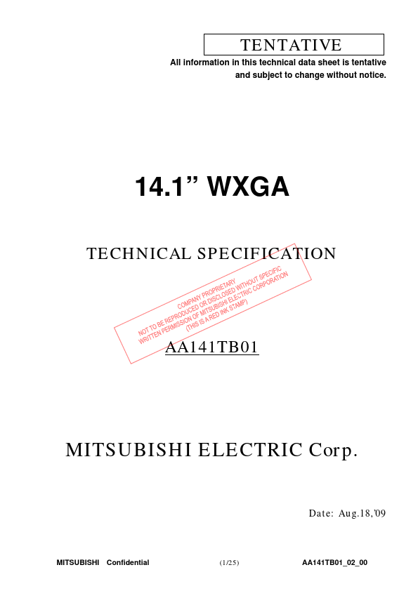 <?=AA141TB01?> डेटा पत्रक पीडीएफ