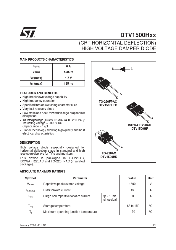 DTV1500HF STMicroelectronics