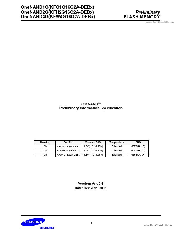 KFW4G16Q2A-DEBx Samsung Electronics