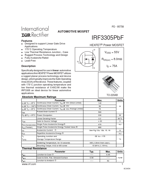IRF3305PBF International Rectifier