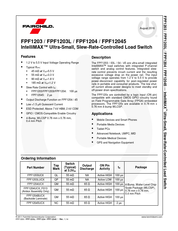 FPF1203L Fairchild Semiconductor