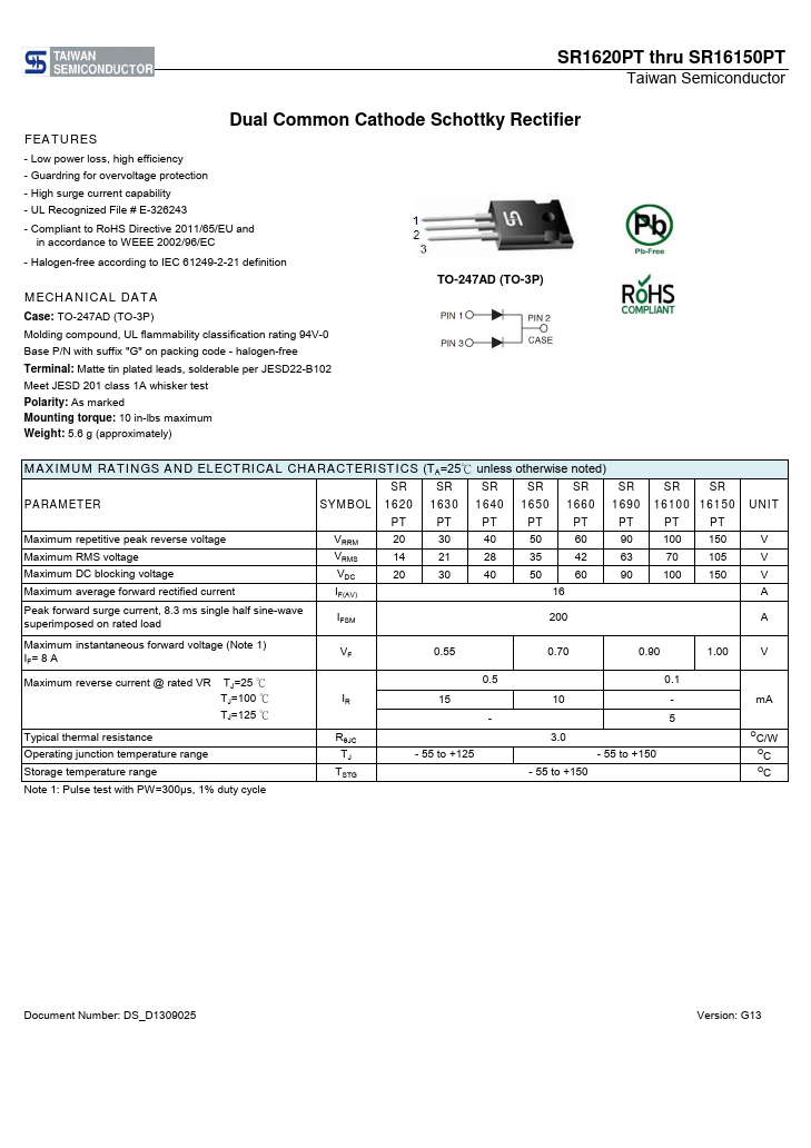 SR1640PT Taiwan Semiconductor