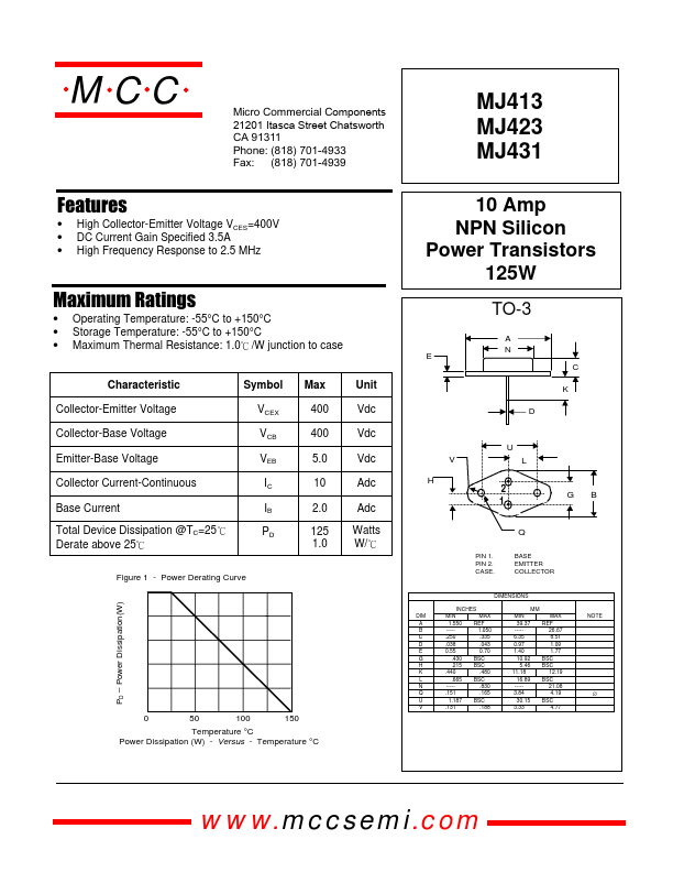 MJ413 Micro Commercial Components