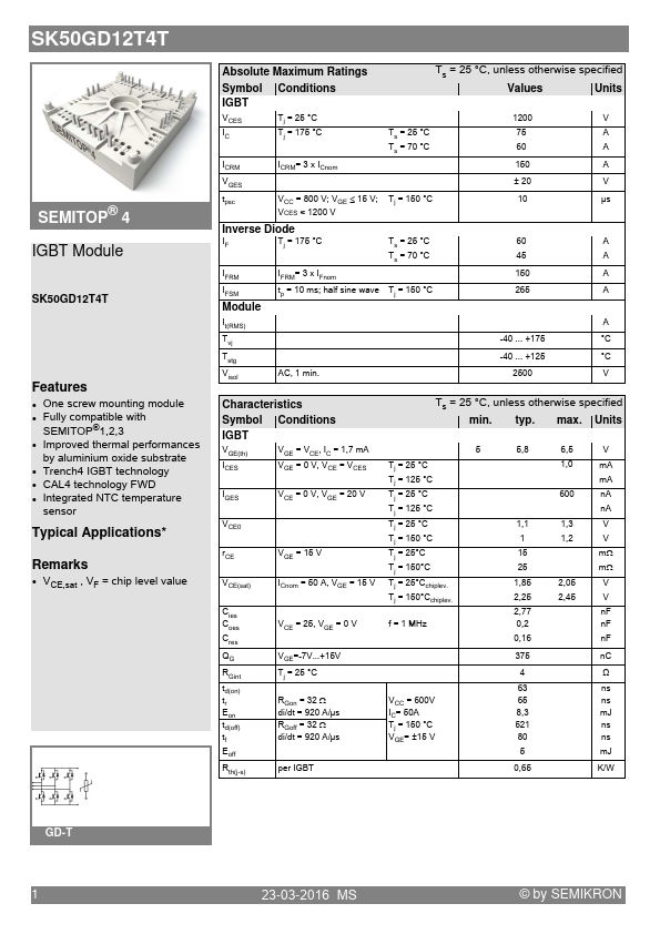 SK50GD12T4T Semikron International