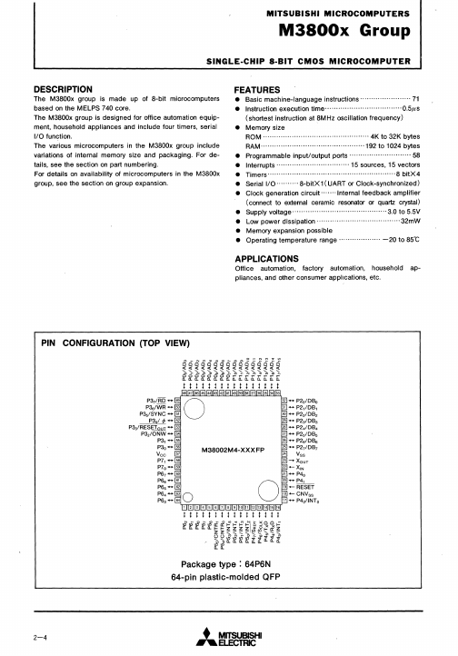 <?=M38004E8-XXXFP?> डेटा पत्रक पीडीएफ