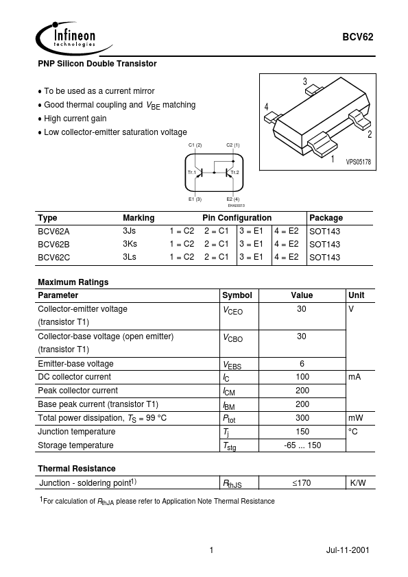 BCV62A Infineon Technologies AG