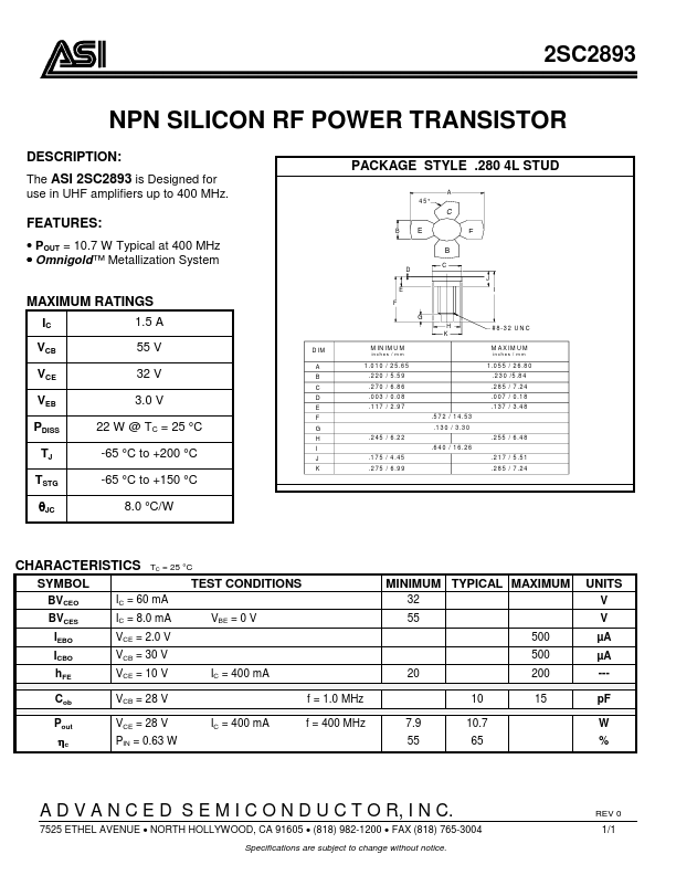 2SC2893 Advanced Semiconductor