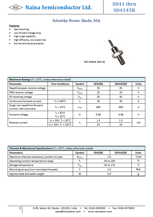 SD4145R Naina Semiconductor