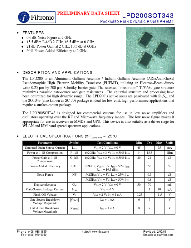LPD200SOT343 Filtronic Compound Semiconductors
