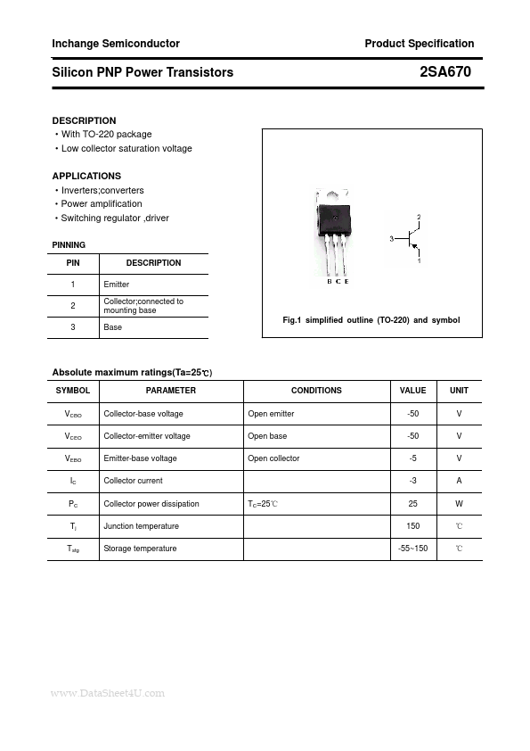 2SA670 Inchange Semiconductor