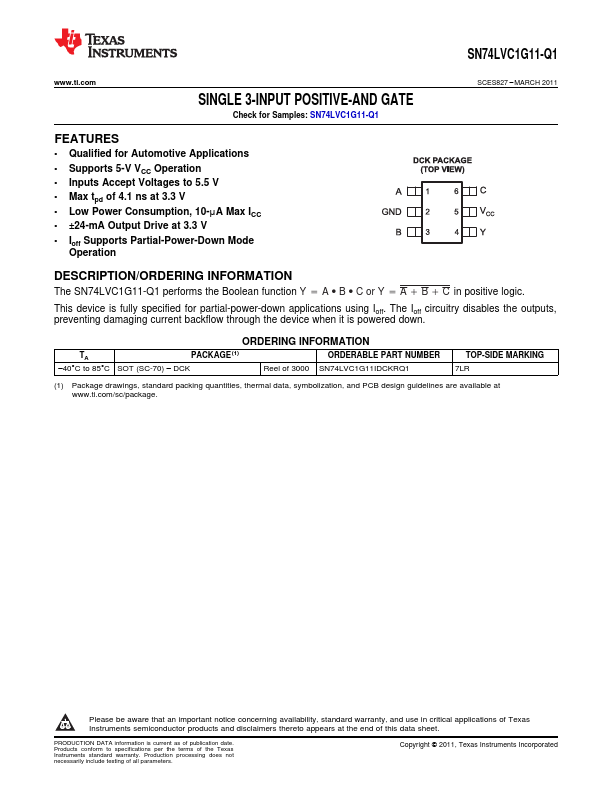 SN74LVC1G11-Q1 Texas Instruments
