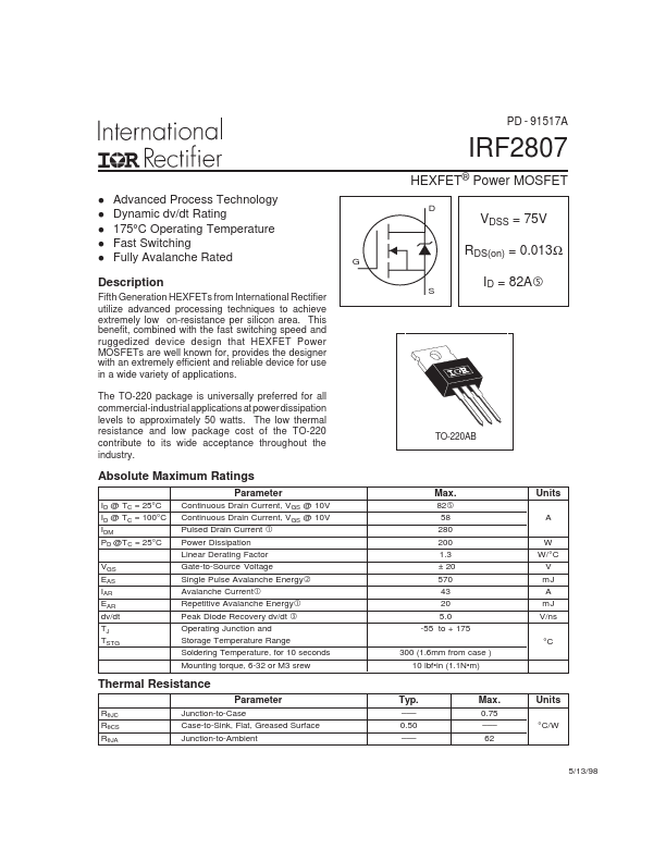 IRF2807 International Rectifier