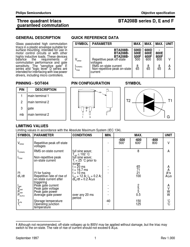 BTA208B-600D NXP