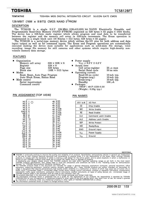 <?=TC58128FT?> डेटा पत्रक पीडीएफ