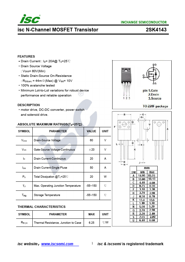 2SK4143 Inchange Semiconductor