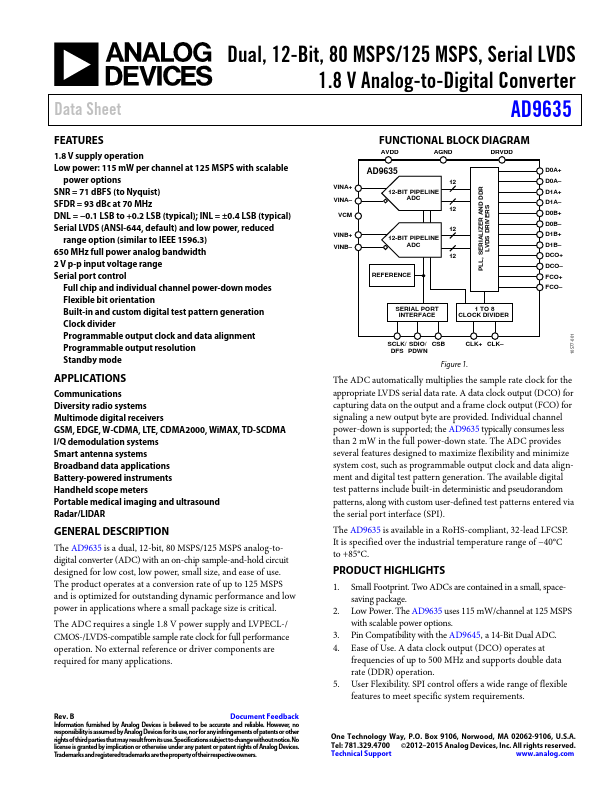 <?=AD9635?> डेटा पत्रक पीडीएफ
