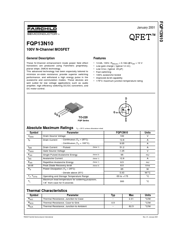 FQP13N10 Fairchild Semiconductor