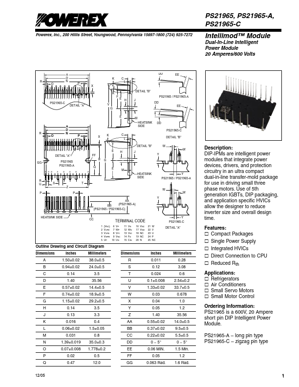 PS21965-A Powerex Power Semiconductors