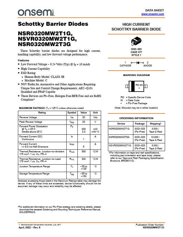 NSR0320MW2T1G ON Semiconductor