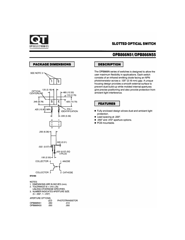 OPB866N55 QT Optoelectronics