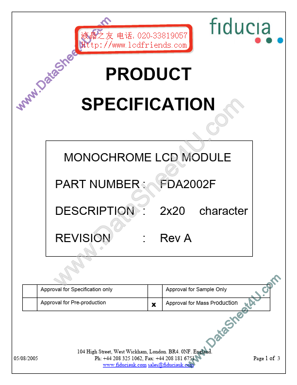 <?=FDA2002F?> डेटा पत्रक पीडीएफ