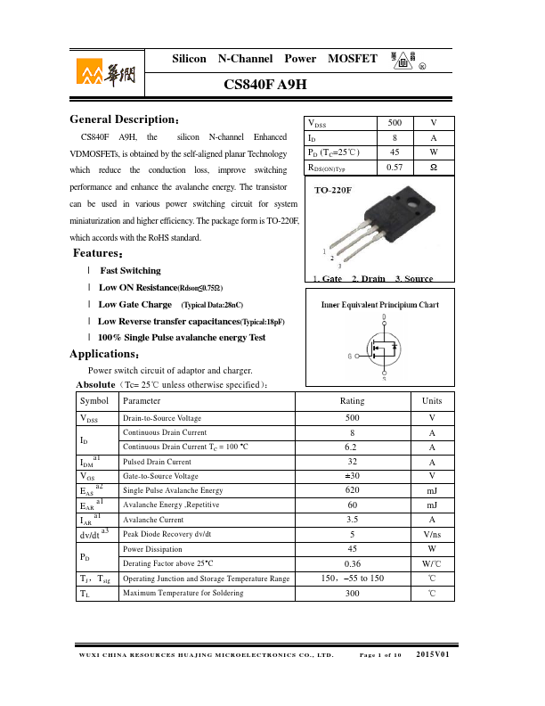 CS840FA9H Huajing Microelectronics