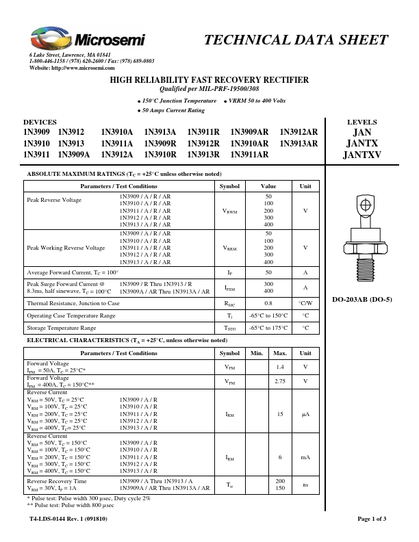 1N3913R Microsemi