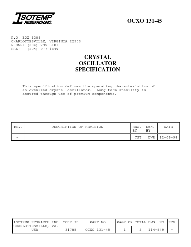 OCXO131-45 ISOTEMP